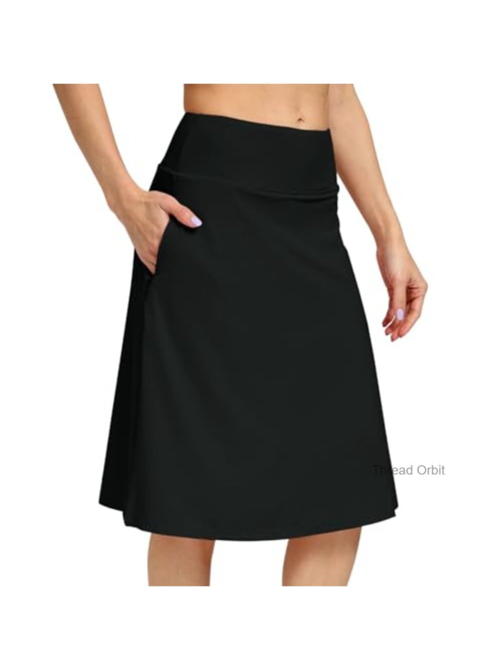 Women's Midi Skort with Built-in Shorts High Waist A-Line Skirt with Pockets